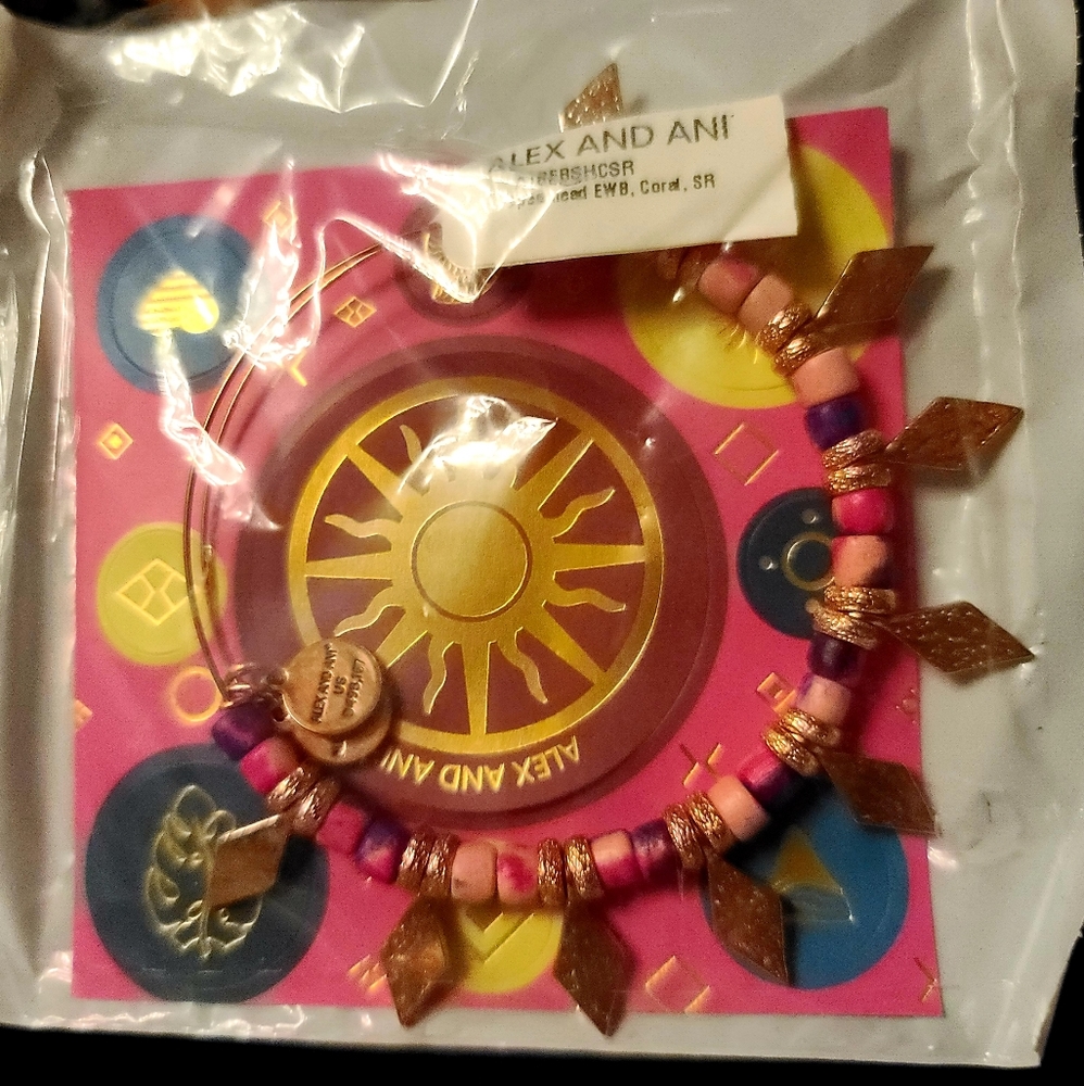 TWO Alex & Ani Coral Spearhead Bangle Bracelets,Rose Gold Finish w/Box,NWT